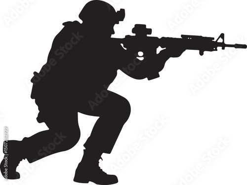Army Soldier black silhouette design vector