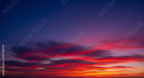 Abstract sunset with a gradient of red and blue, showcasing clouds against a colorful sky, ideal for web design, Generative AI.