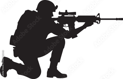 Army Soldier black silhouette design vector