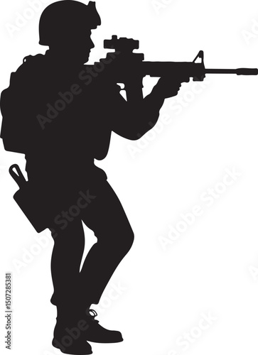 Army Soldier black silhouette design vector