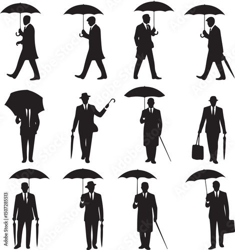 Umbrella in the Rain: A monochromatic artistic depiction of an umbrella shielding from a downpour, emphasizing protection and weather-related elements.