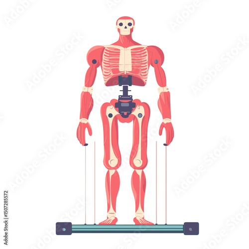 Detailed Human Anatomy Illustration Featuring Skeleton Muscle and Supporting Structure on White Background Medical Science and Education