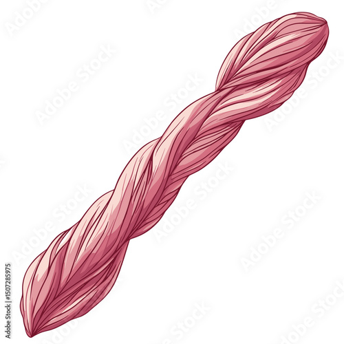 Detailed Illustration of a Twisted Pink Muscle Fiber Isolated on White Background Anatomical Depiction of Skeletal Muscle for Medical Use