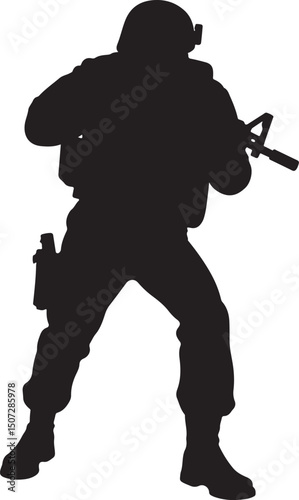 Army Soldier black silhouette design vector