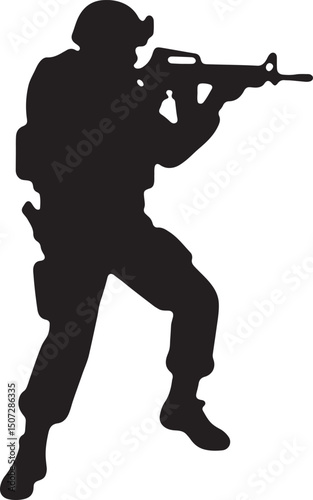 Army Soldier black silhouette design vector