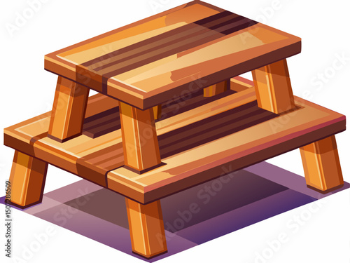 A high-quality vector of a small wooden step stool with two levels, isolated on white background