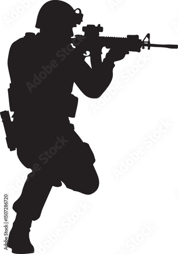Army Soldier black silhouette design vector