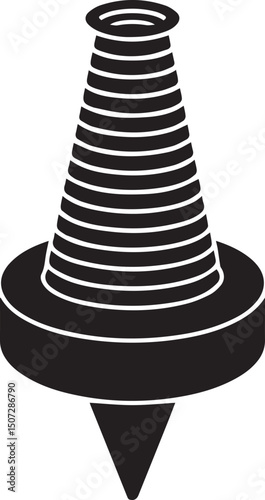 3D Print Nozzle Icon Silhouette Vector | Sharp Black Vector Art for Technical Illustration