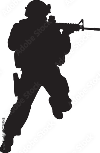 Army Soldier black silhouette design vector