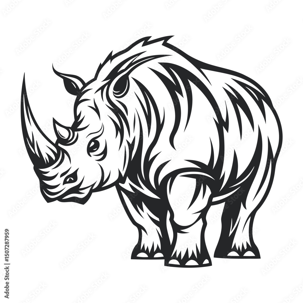 Fototapeta premium monochrome-rhino-mascot---strong--bold-lines--trib (1).eps