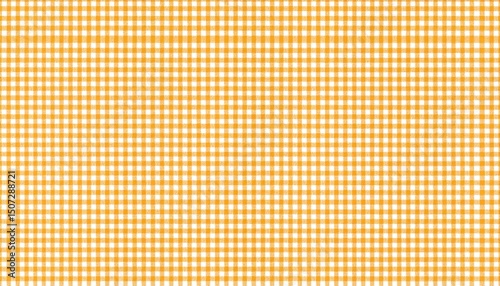 Vibrant orange gingham pattern textile design home decor studio setting top-down view stylish aesthetics