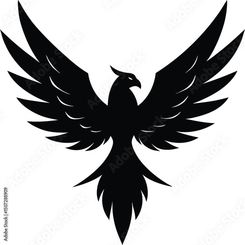 Stylized eagle wings, black, high-contrast vector icon, wings spreading upward.