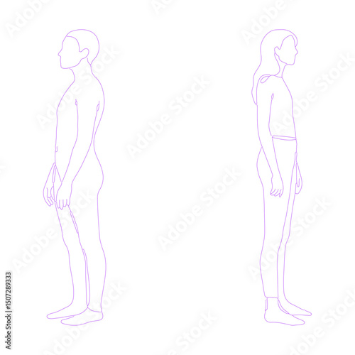 person standing side view pose ilneart illustration
