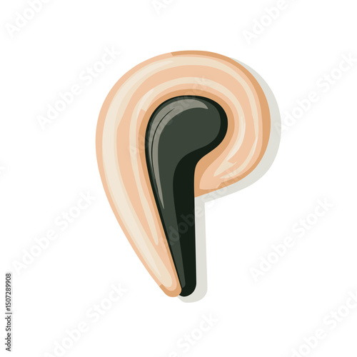 Detailed Vector Illustration of a Human Ear Anatomy Depicted on a White Background for Medical or Educational Purposes