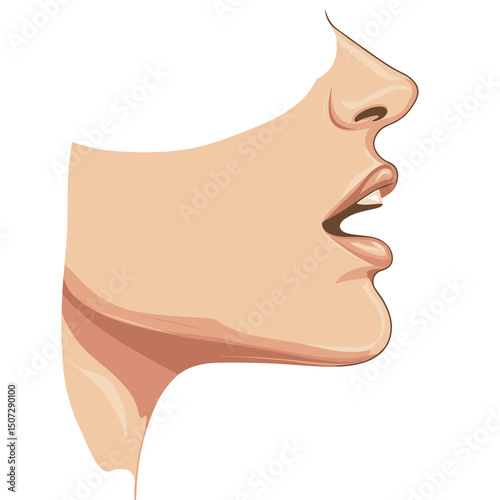 Digital Pixelated Illustration of a Woman's Face Profile with Soft Skin Tones and No Background for Graphic Art Designs