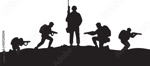 Army Soldier black silhouette design vector