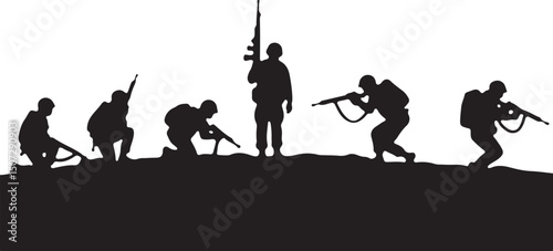 Army Soldier black silhouette design vector
