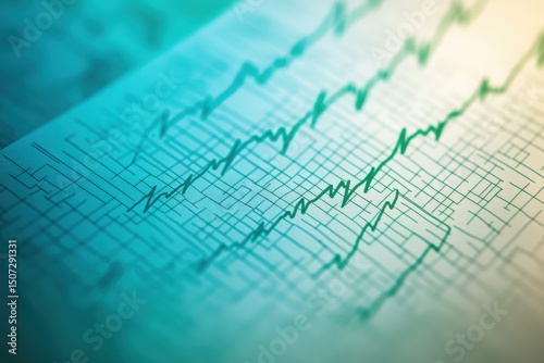 Close-up of an electroencephalogram (EEG) showing brain activity waves on a teal and yellow gradient background