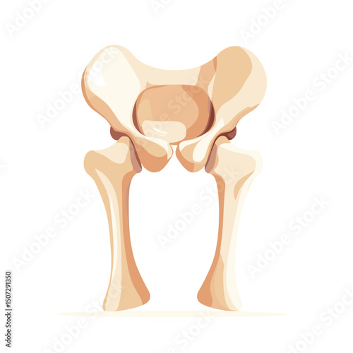 Illustration of a Human Pelvis Skeletal Structure Anatomy on White Background Healthcare and Medical Concept