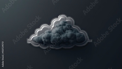 Dark cloud with silver edge, minimalist style. Abstract, contrasting shapes emphasize Every cloud has a silver lining. Bold design highlights hope and