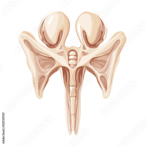 Illustration of Intricate Skull Structure Detailed Anatomical View with Neutral Background for Educational Medical Purposes