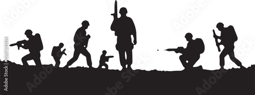 Army Soldier black silhouette design vector