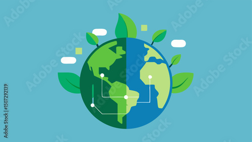 Digital Earth A globe made of leaves and circuitry representing the intersection of technology and environmental consciousness.