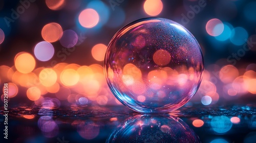 Exquisite Floating Soap Bubble Captured with Shimmering Illumination and Surreal Iridescent Multihued Backdrop Highlighting Ephemeral Beauty