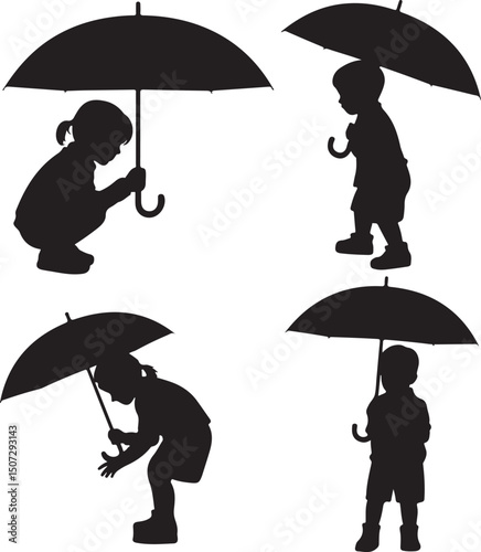 Umbrella in the Rain: A monochromatic artistic depiction of an umbrella shielding from a downpour, emphasizing protection and weather-related elements.