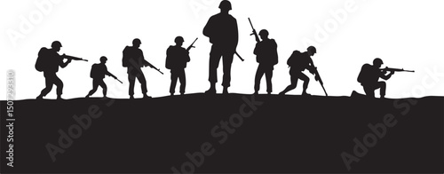 Army Soldier black silhouette design vector