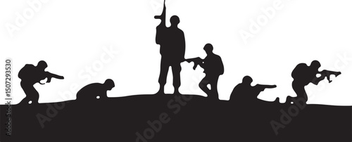 Army Soldier black silhouette design vector