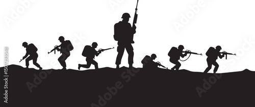 Army Soldier black silhouette design vector