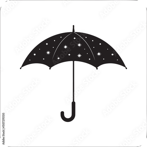 Umbrella in the Rain: A monochromatic artistic depiction of an umbrella shielding from a downpour, emphasizing protection and weather-related elements.