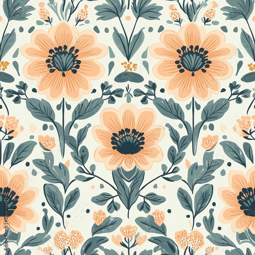Wallpaper Mural Seamless pattern for kids, abstract floral in pastel tone Torontodigital.ca