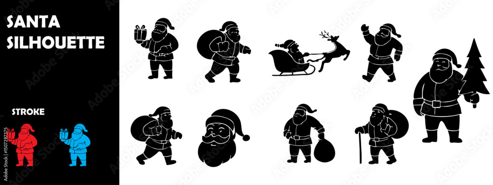 Fototapeta premium Santa Claus Silhouette – Christmas Vector Design