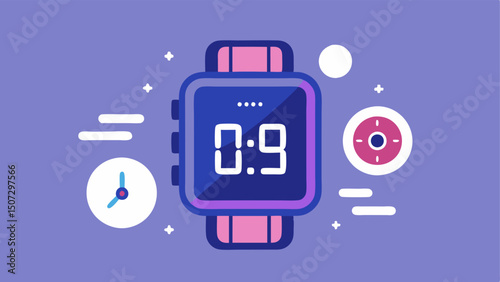Cyber Monday Countdown An illustration of a countdown timer with wearables in the background emphasizing limitedtime offers on fitness trackers and smarches.