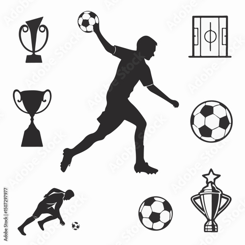 Football Icon Set – Dynamic Sports, Match, and Equipment Symbols for Game Designs