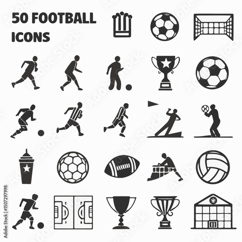 Football Icon Set – Dynamic Sports, Match, and Equipment Symbols for Game Designs