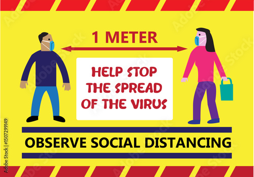 Observe Social Distancing Warning Sign to Stop the Spread of the Virus. Hospital Notice Poster.