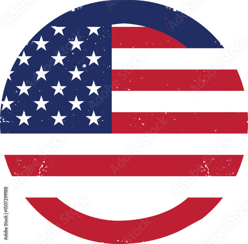 Flag USA set isolated icon. America holidays. 4 july banner in flat style. Veteran day and Memorial day vector illustration
