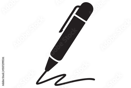 Black and white illustration of fountain pen writing

