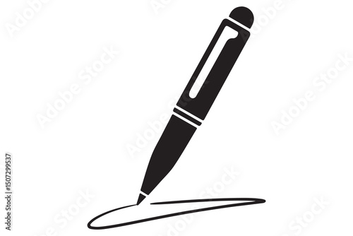 Black and white illustration of fountain pen writing
