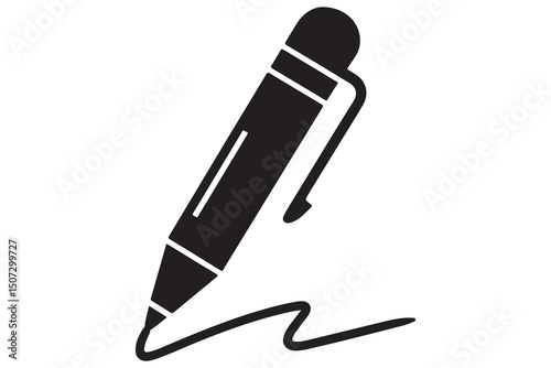 Black and white illustration of fountain pen writing

