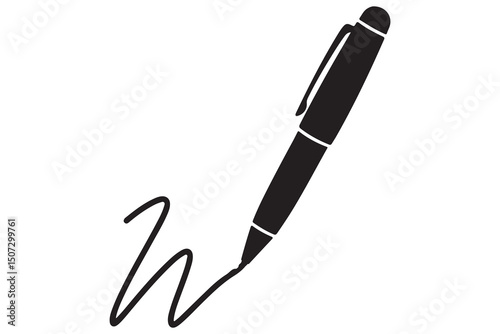 Black and white illustration of fountain pen writing
