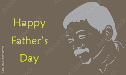 Happy Father's Day Greeting Card with Stencil of a Smiling Man, Ideal for Celebrations
