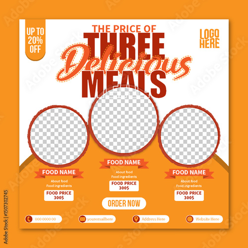 Delicious Food Promo Social Media Post Template | Restaurant Banner Design for Menu & Delivery