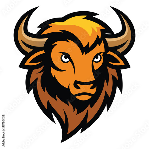 Bison head mascot logo vector art