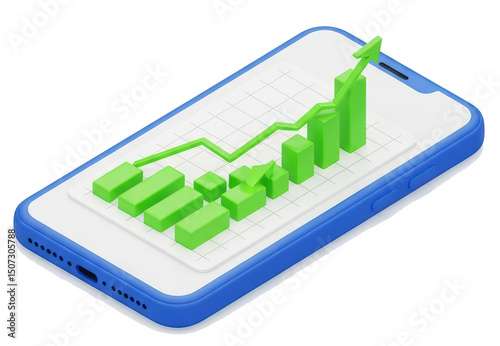 Wallpaper Mural Mobile Phone with Green Growth Graph Torontodigital.ca