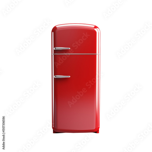 red Refrigerator on white background