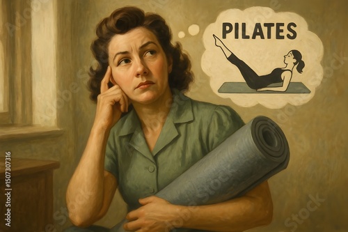 Middle-Aged Woman Considering Going to a Pilates Class